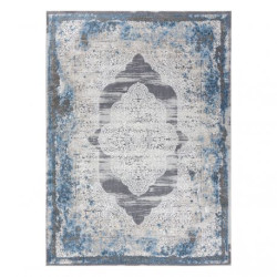 Dywan NOBLE nowoczesny 9479 63 Ornament vintage przecierany - Strukturalny, dwa poziomy runa krem / niebieski 200x290cm
