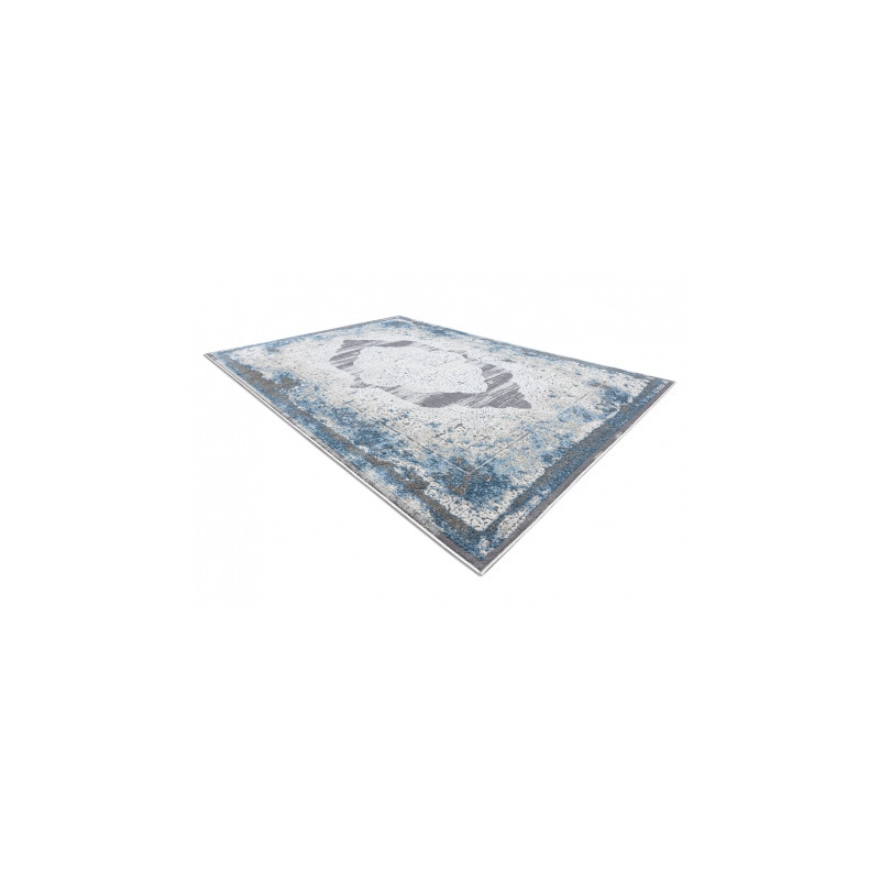 Dywan NOBLE nowoczesny  9479 63 Ornament vintage przecierany - Strukturalny, dwa poziomy runa krem / niebieski 200x290cm