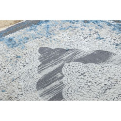Dywan NOBLE nowoczesny  9479 63 Ornament vintage przecierany - Strukturalny, dwa poziomy runa krem / niebieski 200x290cm