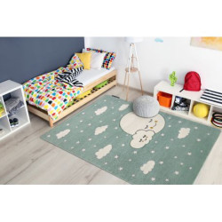 Dywan PETIT MOON księżyc, gwiazdki, chmurki zielony 140x190cm