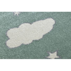 Dywan PETIT MOON księżyc, gwiazdki, chmurki zielony 180x270cm Dywan PETIT MOON księżyc, gwiazdki, chmurki zielony 180x270cm