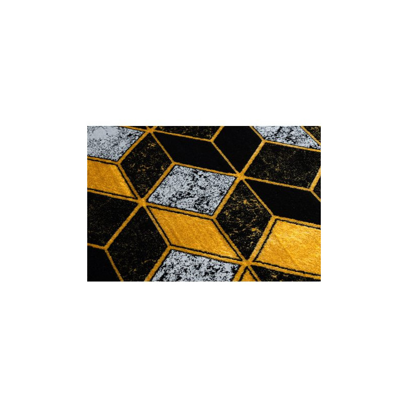Dywan GLOSS nowoczesny 400B 86 stylowy, glamour, art deco, 3D geometryczny czarny / złoty 120x170cm