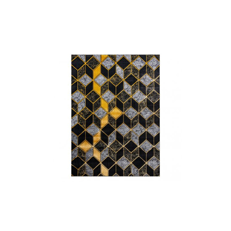 Dywan GLOSS nowoczesny 400B 86 stylowy, glamour, art deco, 3D geometryczny czarny / złoty 180x270cm