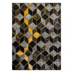 Dywan GLOSS nowoczesny 400B 86 stylowy, glamour, art deco, 3D geometryczny czarny / złoty 70x300cm