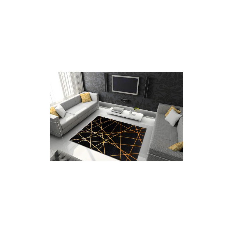 Dywan GLOSS nowoczesny 406C 86 stylowy, glamour, art deco, geometryczny czarny / złoty 240x330cm Dywan GLOSS nowoczesny 406C 86 stylowy, glamour, art deco, geometryczny czarny / złoty 240x330cm