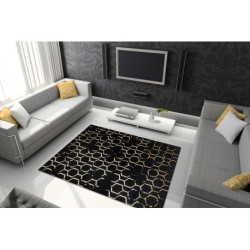 Dywan GLOSS nowoczesny  407C 86 stylowy, glamour, art deco czarny / złoty 280x370cm