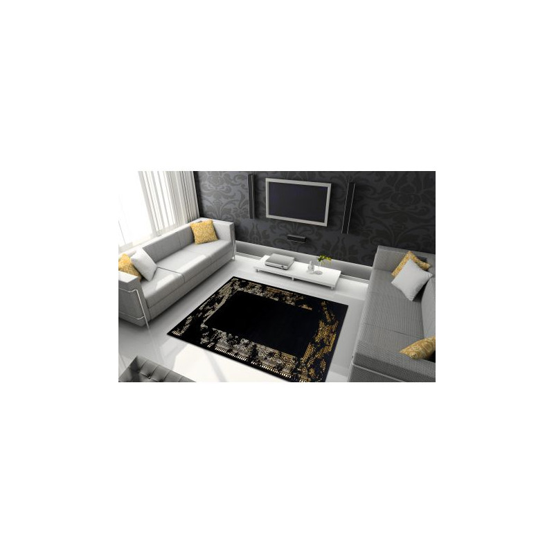Dywan GLOSS nowoczesny 408C 86 Ramka stylowy, glamour, art deco czarny / złoty 280x370cm Dywan GLOSS nowoczesny 408C 86 Ramka stylowy, glamour, art deco czarny / złoty 280x370cm