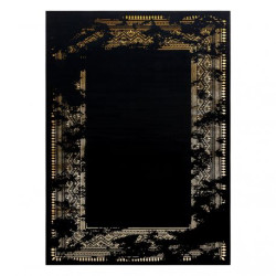 Dywan GLOSS nowoczesny  408C 86 Ramka stylowy, glamour, art deco czarny / złoty 70x300cm