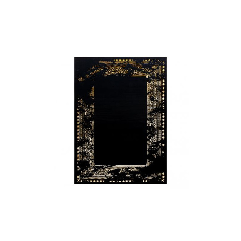Dywan GLOSS nowoczesny  408C 86 Ramka stylowy, glamour, art deco czarny / złoty 80x200cm
