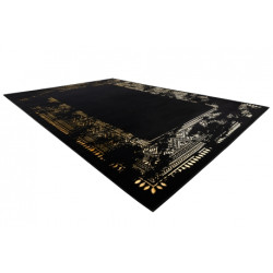 Dywan GLOSS nowoczesny  408C 86 Ramka stylowy, glamour, art deco czarny / złoty 80x200cm