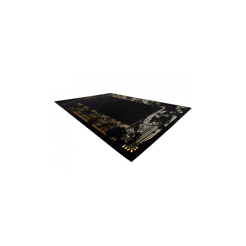 Dywan GLOSS nowoczesny  408C 86 Ramka stylowy, glamour, art deco czarny / złoty 80x200cm