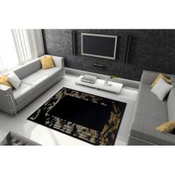 Dywan GLOSS nowoczesny  408C 86 Ramka stylowy, glamour, art deco czarny / złoty 80x200cm