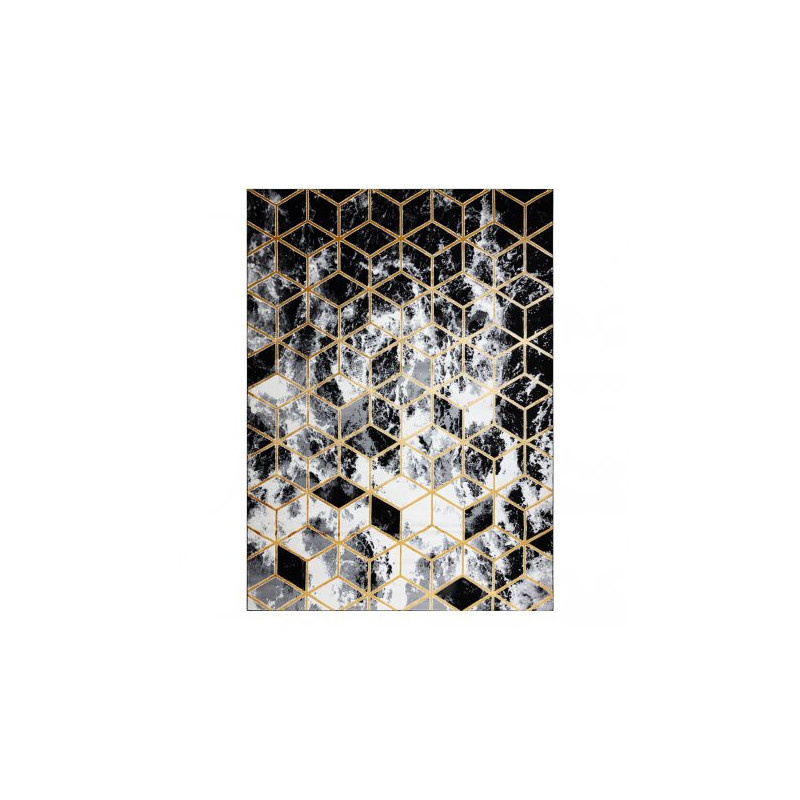 Dywan GLOSS 3D nowoczesny 409A 82 Sześcian, stylowy, glamour, art deco czarny / złoty / szary 80x150cm Dywan GLOSS 3D nowoczesny 409A 82 Sześcian, stylowy, glamour, art deco czarny / złoty / szary 80x150cm