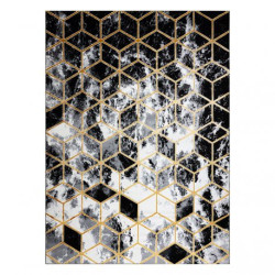 Dywan GLOSS 3D nowoczesny 409A 82 Sześcian, stylowy, glamour, art deco czarny / złoty / szary 200x290cm