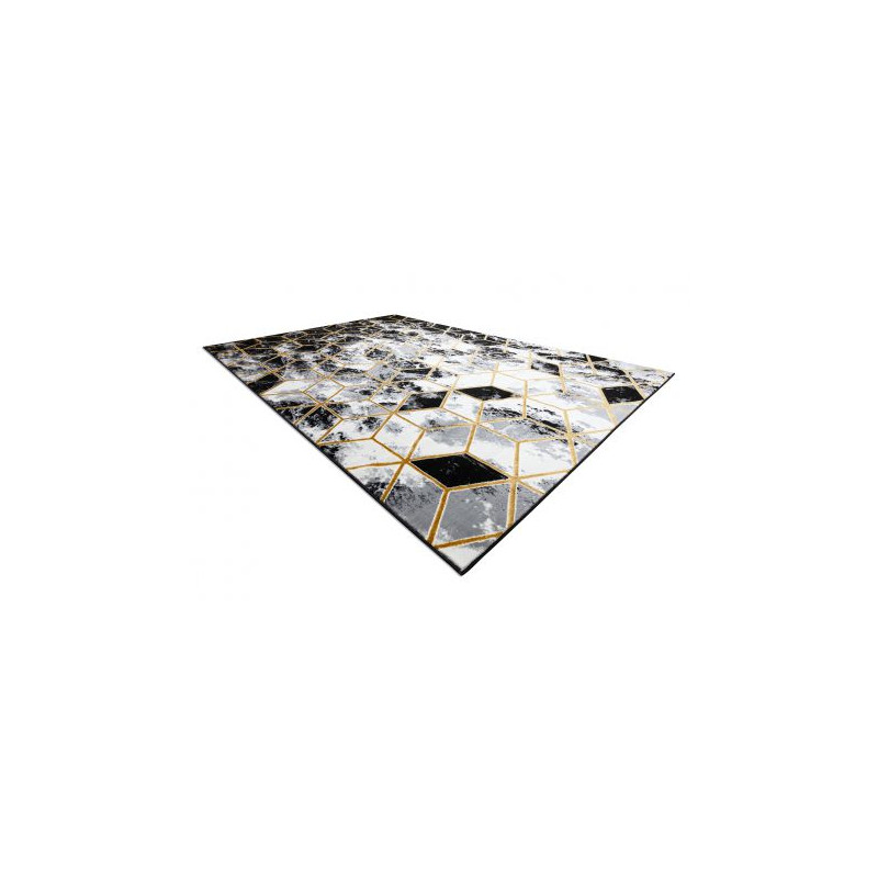 Dywan GLOSS 3D nowoczesny 409A 82 Sześcian, stylowy, glamour, art deco czarny / złoty / szary 80x200cm Dywan GLOSS 3D nowoczesny 409A 82 Sześcian, stylowy, glamour, art deco czarny / złoty / szary 80x200cm