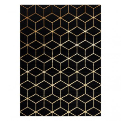 Dywan GLOSS 3D nowoczesny 409C 86 Sześcian, stylowy, glamour, art deco czarny / złoty 180x270cm