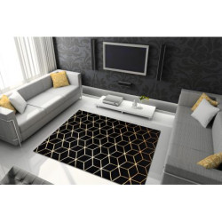 Dywan GLOSS 3D nowoczesny 409C 86 Sześcian, stylowy, glamour, art deco czarny / złoty  80x300cm