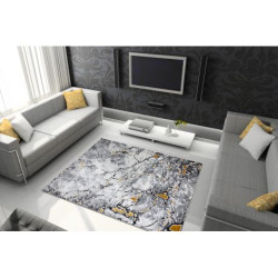 Dywan GLOSS nowoczesny  528A 58 Marmur, kamień, stylowy, glamour kość słoniowa / czarny 80x150cm