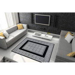 Dywan GLOSS nowoczesny 6776 85 stylowy, ramka, grecki klucz czarny / kość słoniowa 80x150cm Dywan GLOSS nowoczesny 6776 85 stylowy, ramka, grecki klucz czarny / kość słoniowa 80x150cm
