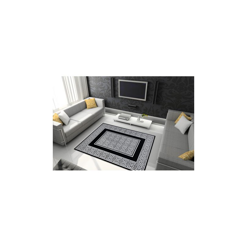 Dywan GLOSS nowoczesny 6776 85 stylowy, ramka, grecki klucz czarny / kość słoniowa 280x370cm Dywan GLOSS nowoczesny 6776 85 stylowy, ramka, grecki klucz czarny / kość słoniowa 280x370cm