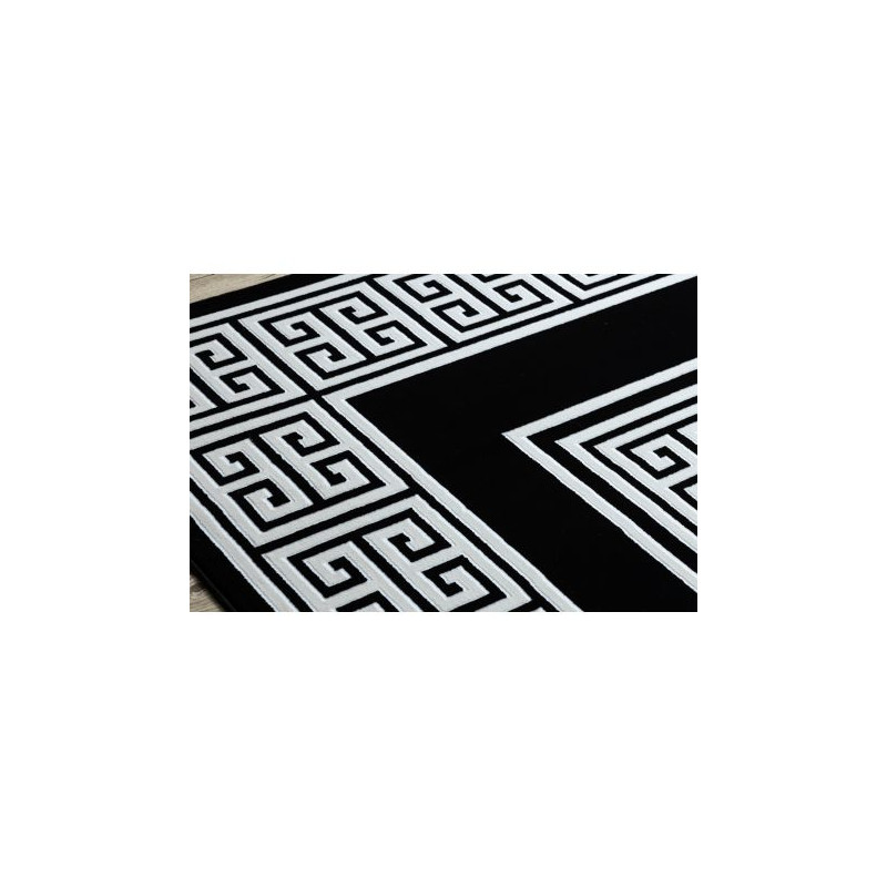Dywan GLOSS nowoczesny 6776 85 stylowy, ramka, grecki klucz czarny / kość słoniowa 70x200 cm Dywan GLOSS nowoczesny 6776 85 stylowy, ramka, grecki klucz czarny / kość słoniowa 70x200 cm