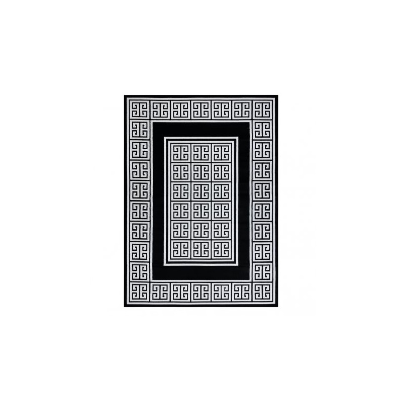 Dywan GLOSS nowoczesny  6776 85 stylowy, ramka, grecki klucz czarny / kość słoniowa 80x250cm
