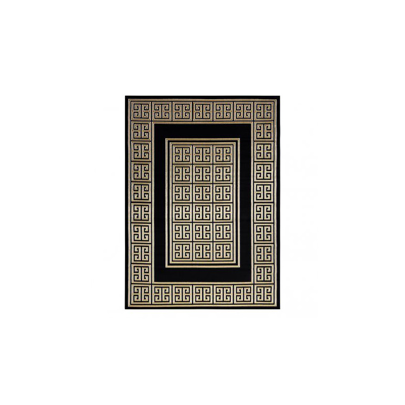 Dywan GLOSS nowoczesny  6776 86 stylowy, ramka, grecki klucz czarny / złoty 240x330cm