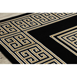 Dywan GLOSS nowoczesny  6776 86 stylowy, ramka, grecki klucz czarny / złoty 80x250cm