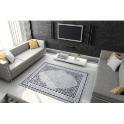 Dywan GLOSS nowoczesny  8490 52 Ornament, stylowy, ramka kość słoniowa / szary 80x150cm