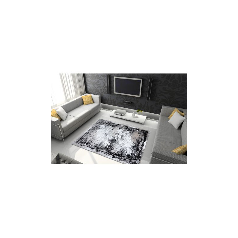 Dywan GLOSS nowoczesny  8493 78 przecierany, vintage, stylowy, ramka szary / czarny 180x270cm