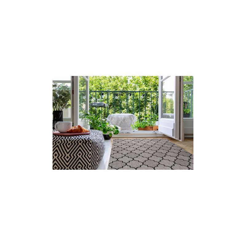 DYWAN SZNURKOWY SIZAL FLOORLUX 20607 , koniczyna marokańska, trellis srebrny / czarny 120x170cm DYWAN SZNURKOWY SIZAL FLOORLUX 20607 , koniczyna marokańska, trellis srebrny / czarny 120x170cm