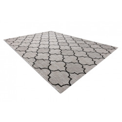 DYWAN SZNURKOWY SIZAL FLOORLUX 20607 , koniczyna marokańska, trellis  srebrny / czarny 80x150cm