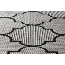 DYWAN SZNURKOWY SIZAL FLOORLUX 20607 , koniczyna marokańska, trellis  srebrny / czarny 160x230cm