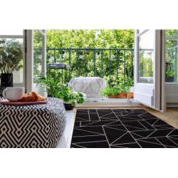 DYWAN SZNURKOWY SIZAL FLOORLUX 20605 black / silver TRÓJKĄTY, GEOMETRYCZNY 200x290cm