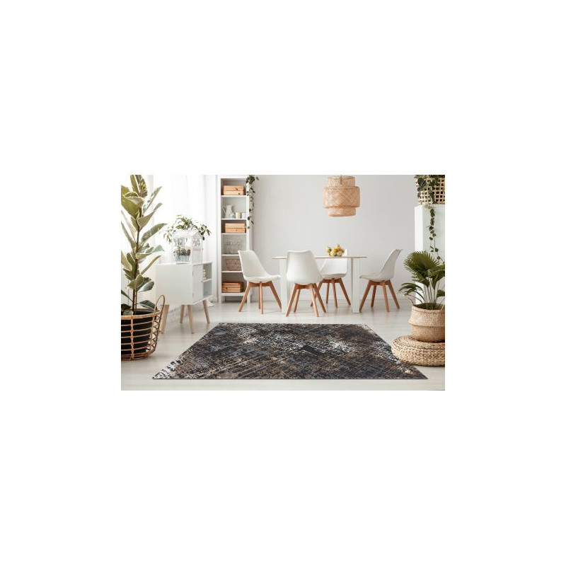 Dywan ZARA 0W3982 P50 520 - Strukturalny, dwa poziomy runa szary / beż 240x340cm