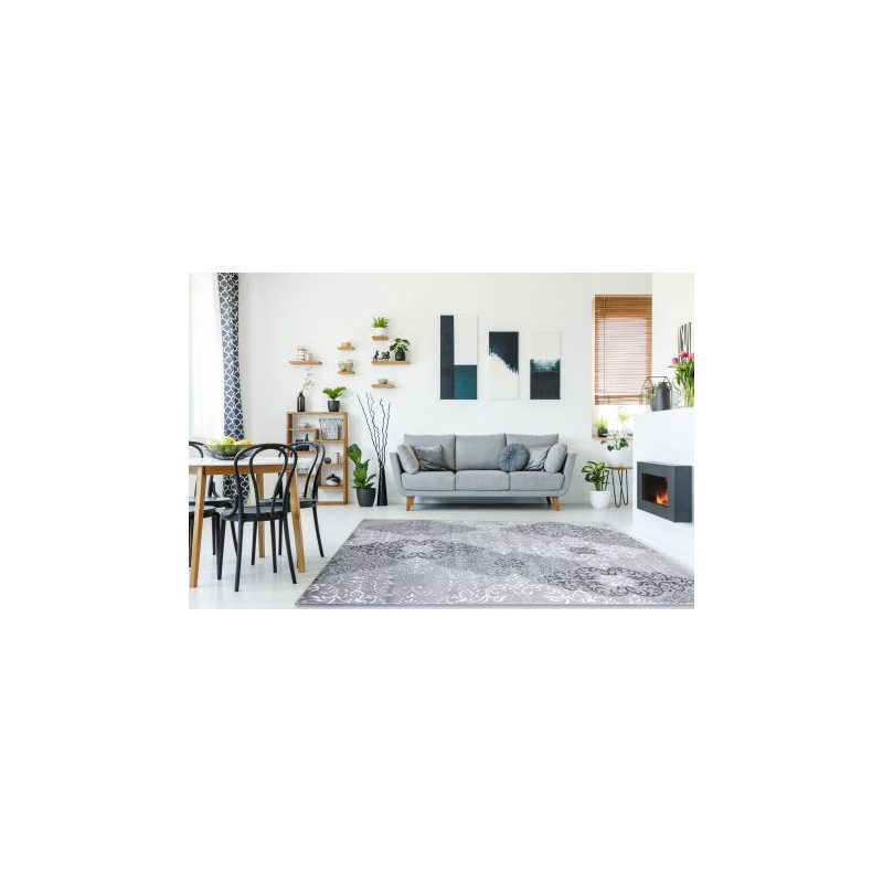 Dywan MEFE nowoczesny 8734 Ornament - Strukturalny, dwa poziomy runa szary 200x290cm