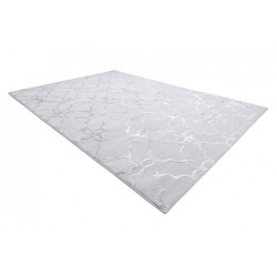 Dywan MEFE nowoczesny 8504 Koniczyna, kwiatki - Strukturalny, dwa poziomy runa szary / biały 80x150cm