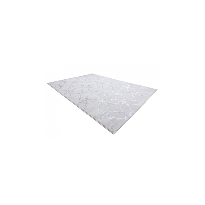 Dywan MEFE nowoczesny 8504 Koniczyna, kwiatki - Strukturalny, dwa poziomy runa szary / biały 80x150cm