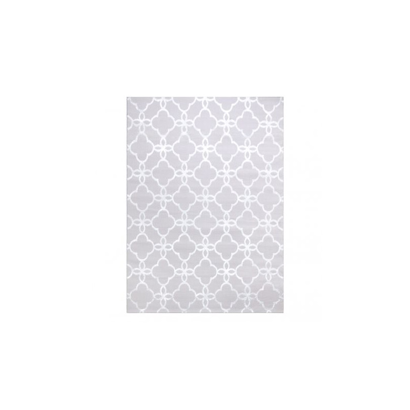 Dywan MEFE nowoczesny 8504 Koniczyna, kwiatki - Strukturalny, dwa poziomy runa szary / biały 240x330cm