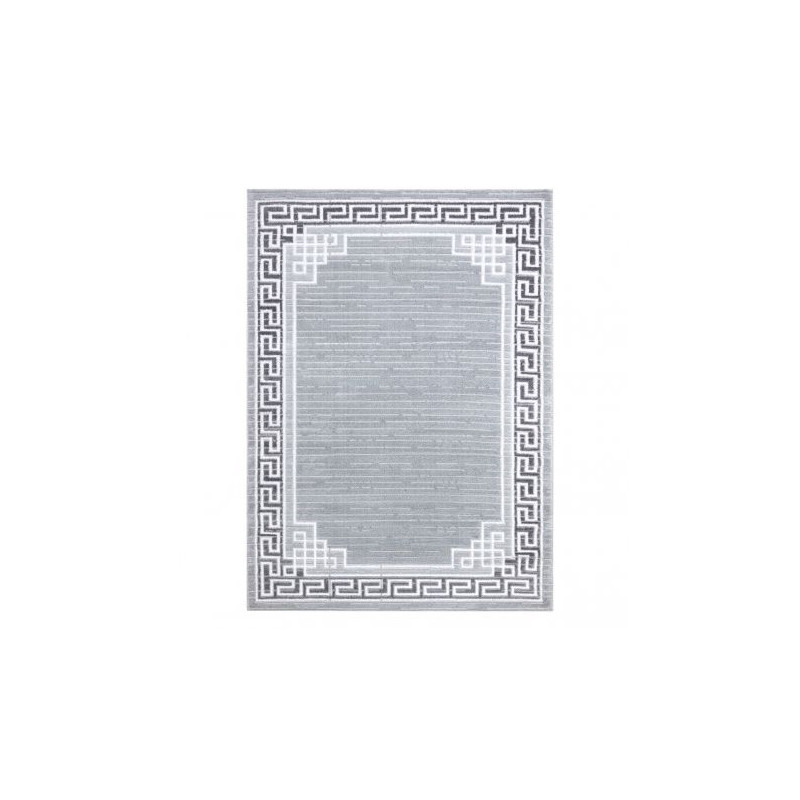 Dywan MEFE nowoczesny 9096 Ramka, grecki klucz - Strukturalny, dwa poziomy runa szary 160x220cm