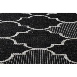 DYWAN SZNURKOWY SIZAL FLOORLUX 20607 , koniczyna marokańska, trellis  czarny / srebrny 60x110cm