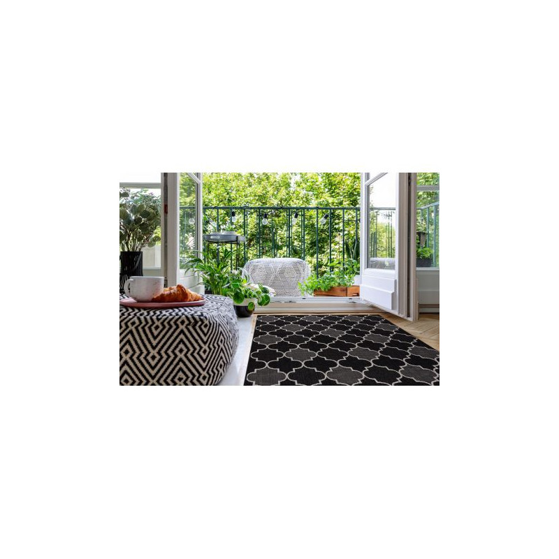 DYWAN SZNURKOWY SIZAL FLOORLUX 20607 , koniczyna marokańska, trellis czarny / srebrny 200x290cm DYWAN SZNURKOWY SIZAL FLOORLUX 20607 , koniczyna marokańska, trellis czarny / srebrny 200x290cm