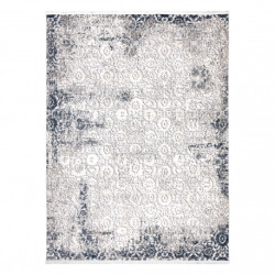 Dywan REBEC nowoczesny frędzle 51172A - dwa poziomy runa krem / granat 80x150cm