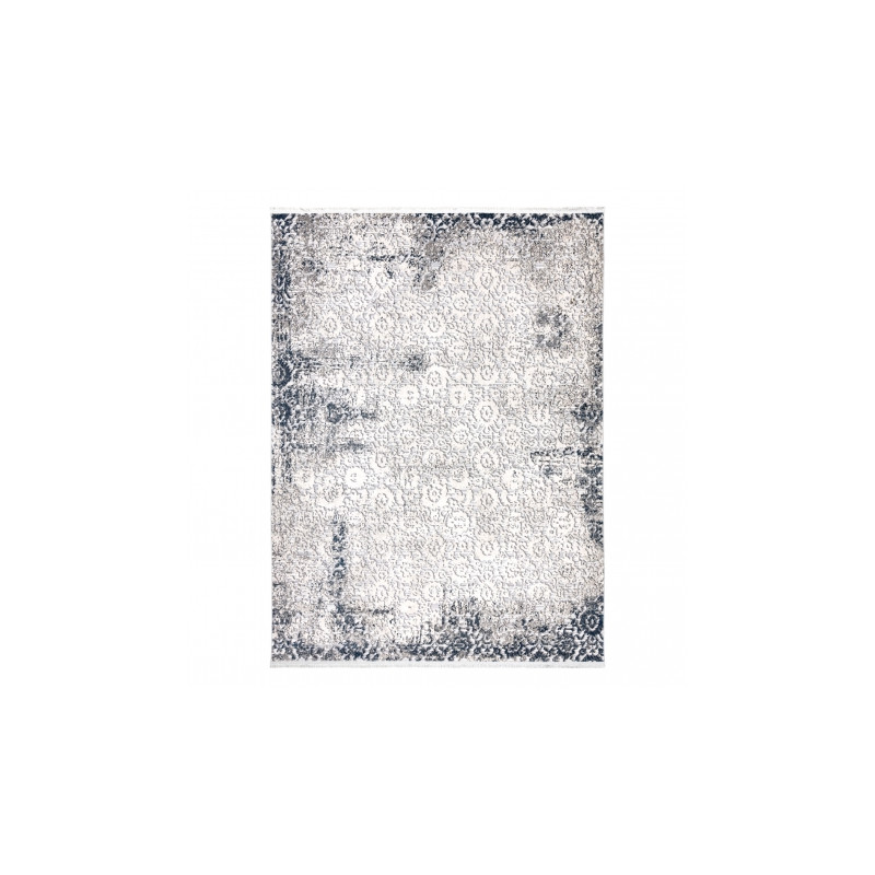 Dywan REBEC nowoczesny frędzle 51172A - dwa poziomy runa krem / granat 80x150cm