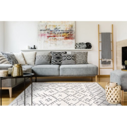 Dywan REBEC nowoczesny frędzle 51136A - dwa poziomy runa krem 240x330cm