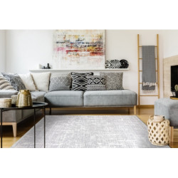 Dywan REBEC nowoczesny frędzle 51195A - dwa poziomy runa krem 80x150cm
