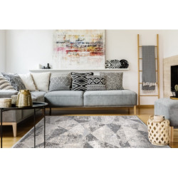 Dywan REBEC nowoczesny frędzle 51192A - dwa poziomy runa krem / szary 80x150cm Dywan REBEC nowoczesny frędzle 51192A - dwa poziomy runa krem / szary 80x150cm