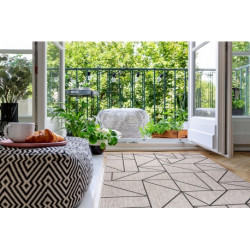 DYWAN SZNURKOWY SIZAL FLOORLUX 20605 srebrny / czarny / beż TRÓJKĄTY, GEOMETRYCZNY 60x110cm