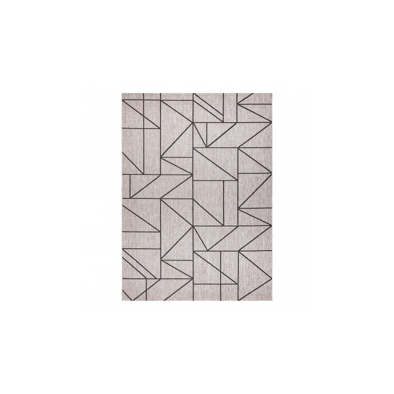 DYWAN SZNURKOWY SIZAL FLOORLUX 20605 srebrny / czarny / beż TRÓJKĄTY, GEOMETRYCZNY 140x200cm