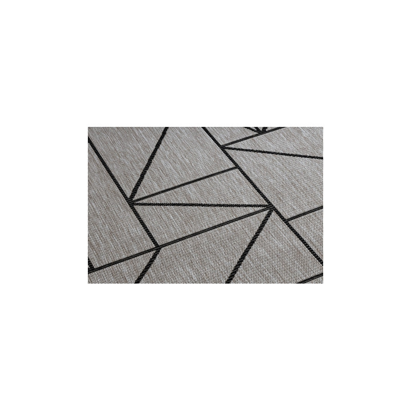 DYWAN SZNURKOWY SIZAL FLOORLUX 20605 srebrny / czarny / beż TRÓJKĄTY, GEOMETRYCZNY 140x200cm